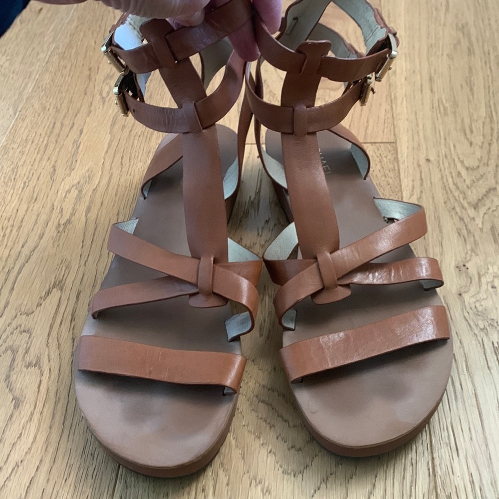 Michael Kors Leather Gladiator Style Flat Sandals